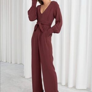 & other stories Plunging Belted Jumpsuit